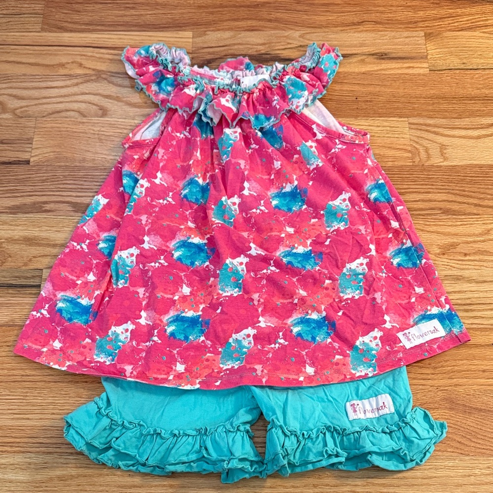 Colorful Ruffle Top and Shorts Set